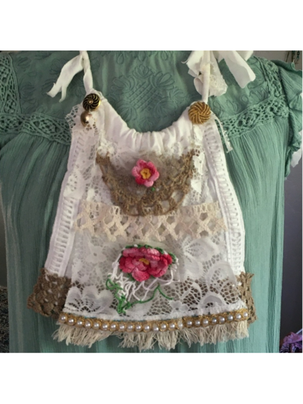 Artisan Lace Crochet Jabot Shabby Chic Decorative Collar